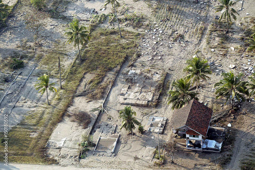 An Aerial View From An Aircraft Of The Tsunami Hit Pangandaran