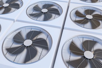 HVAC units (heating, ventilation and air conditioning). 3D rendered illustration.