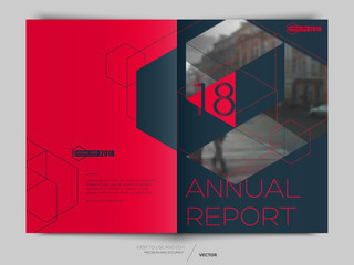 Canvas Print - Cover design annual report, cover, vector template brochures, flyers, presentations, leaflet, magazine a4 size. Red with dark blue abstract background - stock vector