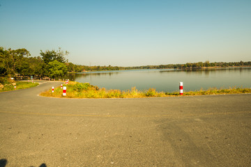 Wall Mural - Road beside Huay Tueng Tao lake in Chiangmai province