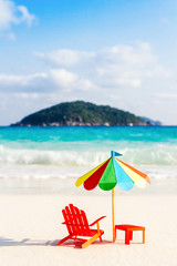 Wall Mural - Two chairs and umbrella on tropical beach Similan Islands Thailand. Paper, handmade.