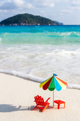 Wall Mural - Two chairs and umbrella on tropical beach Similan Islands Thailand. Paper, handmade.