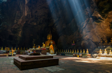 Sunbeam in buddha cave, Tham Khao Luang near Phetchaburi,Thailand