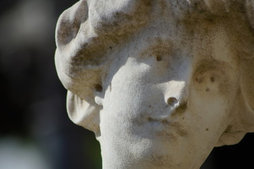 Frauenkopf - Detail eines Grabmals auf dem Friedhof Passy in Paris