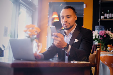 A man using smartphone.