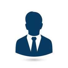 User Icon Of Man In Business Suit. Flat Design Style.