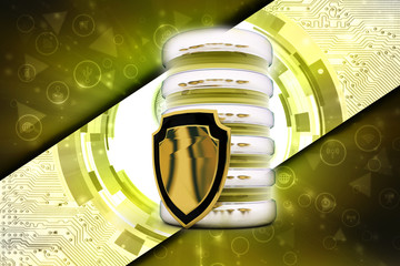 Poster - 3d rendering Database storage data base with protected shield
