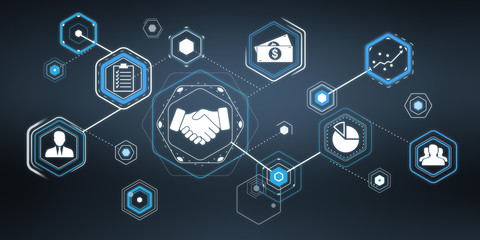 Canvas Print - 3d rendering partnership illustration interface