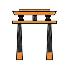 Canvas Print - drawing japan gate torii architecture landmark vector illustration