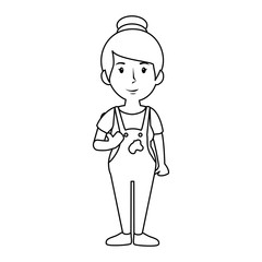 Poster - painter woman, cartoon icon over white background. vector illustration