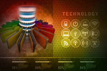 Poster - 3d rendering Database storage data base folder storage
