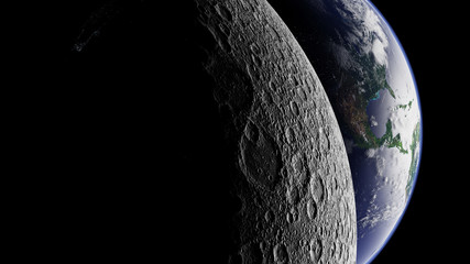 Wall Mural - planet earth behind the far side of the moon