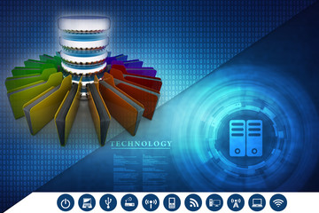 Poster - 3d rendering Database storage data base folder storage
