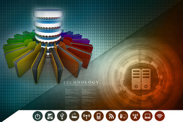 Poster - 3d rendering Database storage data base folder storage
