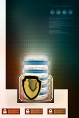 Poster - 3d rendering Database storage data base with protected shield
