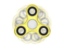 Top View Of Fidget Spinner Golden Toy With Roatation Trails