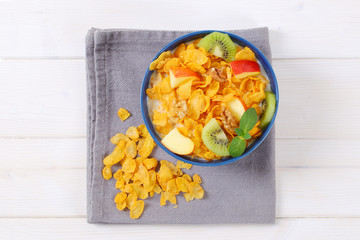 Poster - corn flakes with milk and fresh fruit