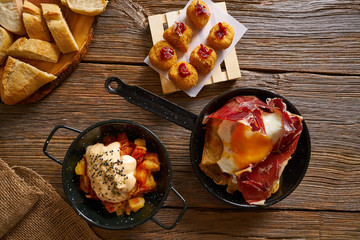 Wall Mural - Tapas Spain broken eggs Croquettes bravas