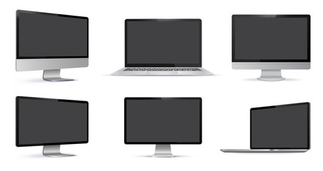 Sticker - blank screens vector illustration set with different views.