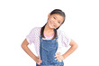 Portrait of little Asian girl on white background
