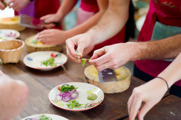 Preparing traditional thai food