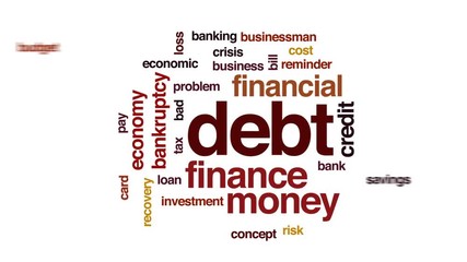 Poster - Debt animated word cloud, text design animation.