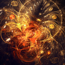 Gold And Red Abstract Fire, Digital Fractal Art