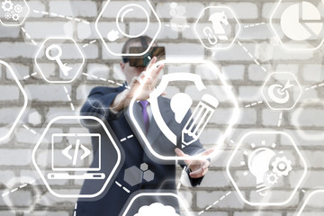 Fototapete - Security SEO Development Program VR Concept. Creation of a software security system. Protection writing search engine optimization virtual reality computer web site business coding.