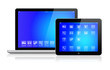 © Tsiumpa - Laptop and tablet pc with blue screen