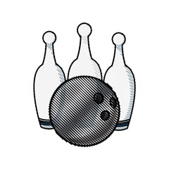 Poster - drawing bowling ball pin game sport vector illustration