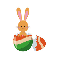 Wall Mural - cute easter bunny broken egg adorable design vector illustration