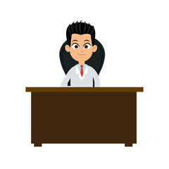 Wall Mural - character doctor sitting desk and chair vector illustration