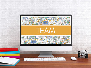 Poster - 3d Computer with word TEAM.