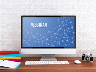 Poster - 3d Computer with word WEBINAR.
