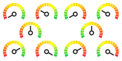 Wall Mural - Meter signs infographic gauge element from red to green and green to red vector illustration