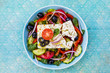 Choriatiki - Greek salad with feta cheese. Mediterranean food. 