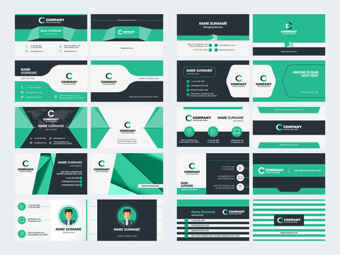 Double sided business card templates. Stationery design vector set. Vector illustration