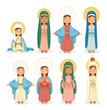 holy virgins group religious card vector illustration design