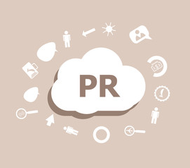 Poster - Text Pr. Public Relations. Advertising concept . Icons set for cloud computing for web and app