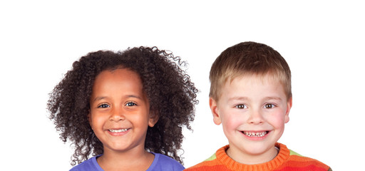 Sticker - Two adorable children looking at camera