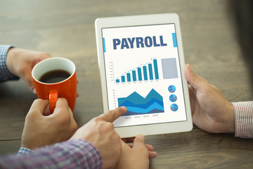 Wall Mural - Business Graphs and Charts Concept with PAYROLL word