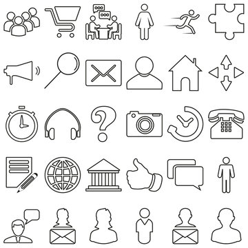 Set of vector icons on the theme of connection and communication. 48x48 Pixel Perfect.