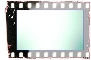 Grunge  film strip frame isolated on white.