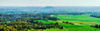 Saarland Panorama mit der Halde Duhamel und dem Saarpolygon fotografiert von der Teufelsburg bei Felsberg