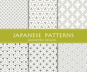 Japanese traditional patterns. Geometric designs.