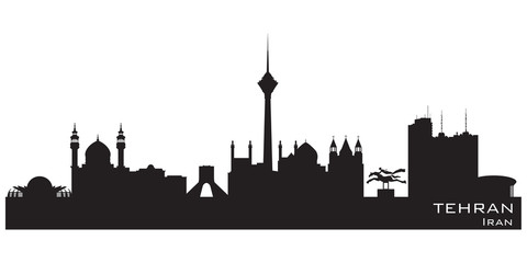 Wall Mural - Tehran Iran city skyline vector silhouette