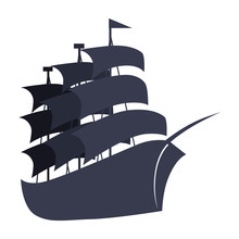 Pirate Ship Icon Over White Background. Vector Illustration