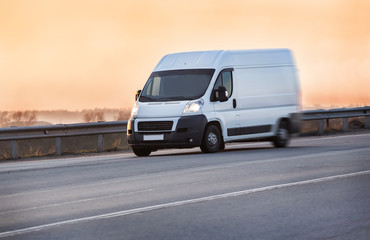 Canvas Print - truck is moving along the highway