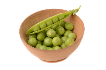 Poster - Green peas on white background