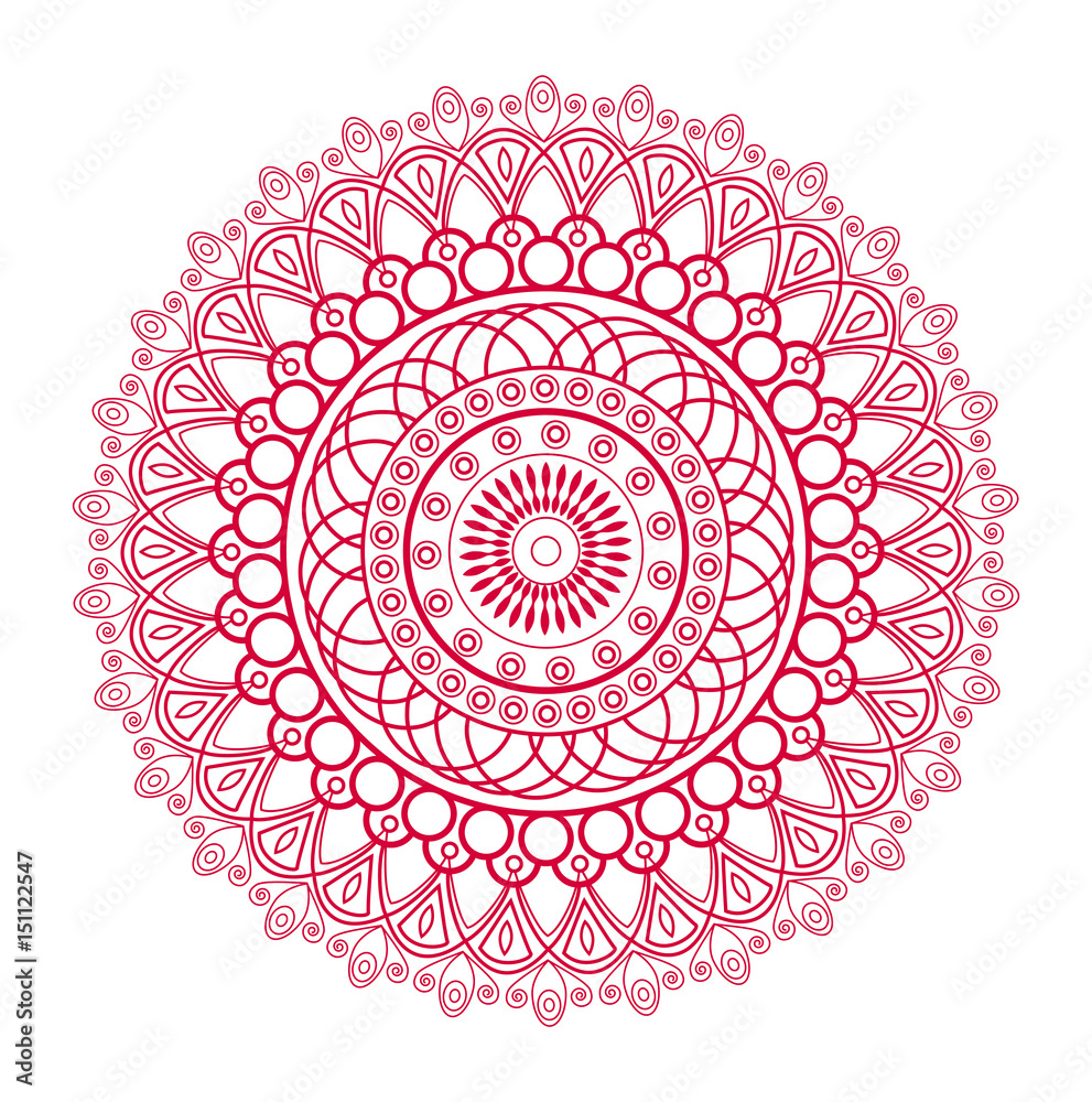 Photo Vector illustration of a red mandala, mandala vettoriale